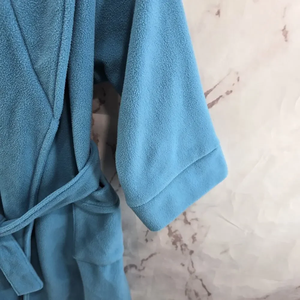 LL Bean Robe Kids 4 Blue Fleece Boys Girls Housecoat Bath Fleece Youth Vintage